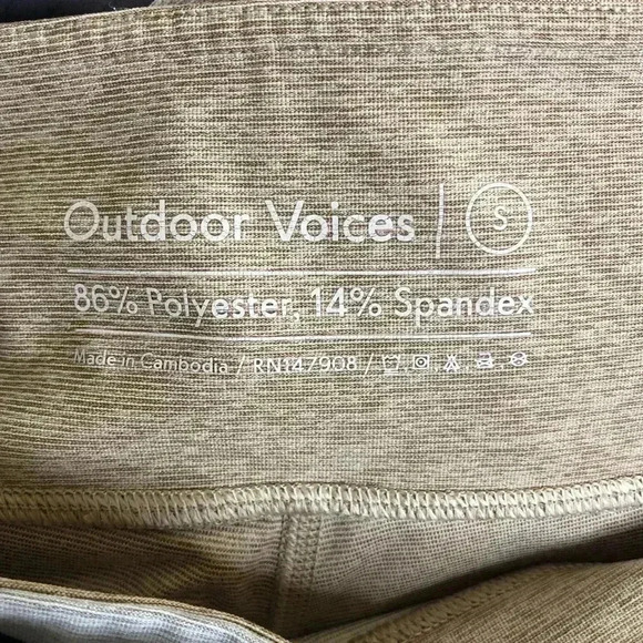 Outdoor Voices Womens Size Small Leggings Tan Nude Colorblock Ankle Length - Picture 5 of 5